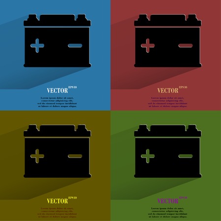 Color setCar battery  Flat modern web button with long shadow and space for your text  Vector  のイラスト素材