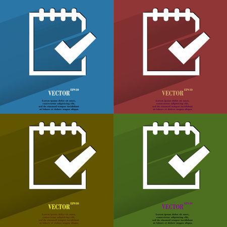 Color set Notepad paper Documents  Flat modern web button with long shadow and space for your text  Vector  のイラスト素材