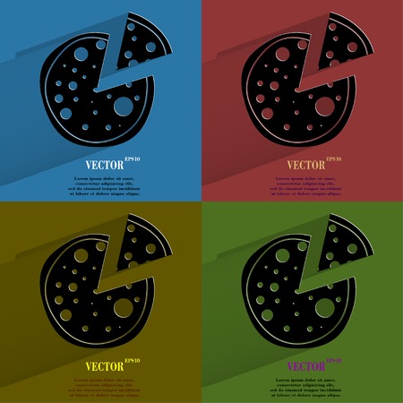 Color set Pizza  Flat modern web button with long shadow and space for your text  Vector  のイラスト素材