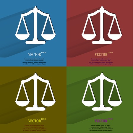 Color set Scales balance  Flat modern web button with long shadow and space for your text  Vector  のイラスト素材