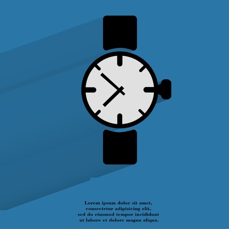 Watch,clock Flat modern web button with long shadow and space for your text. . の写真素材