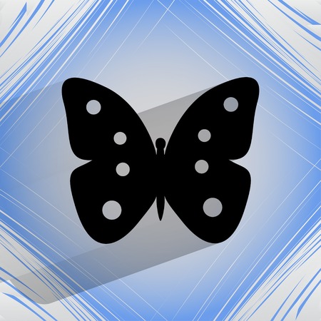 butterfly. Flat modern web button  on a flat geometric abstract background  Vector.  のイラスト素材