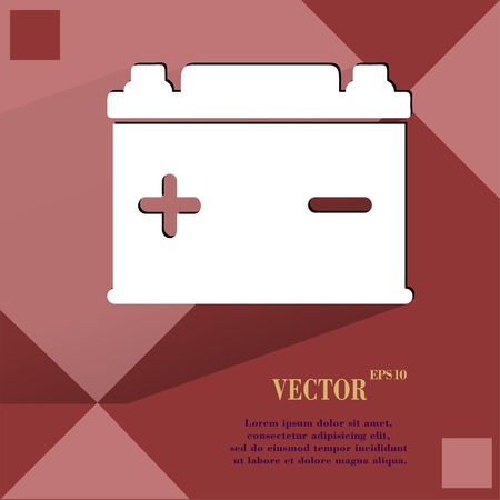 Car battery. Flat modern web button on a flat geometric abstract background. Vector.  のイラスト素材