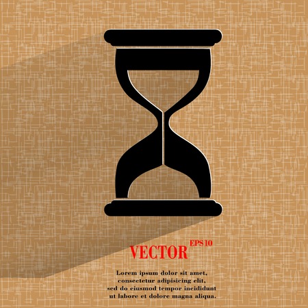 Sand clock. Glass timer . Flat modern web button  on a flat geometric abstract background  Vector.  のイラスト素材
