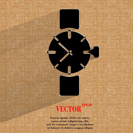 Watch,clock. Flat modern web button  on a flat geometric abstract background Vector.  のイラスト素材