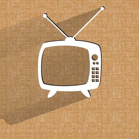Retro tv. Flat modern web button   on a flat geometric abstract background  Vector.  のイラスト素材