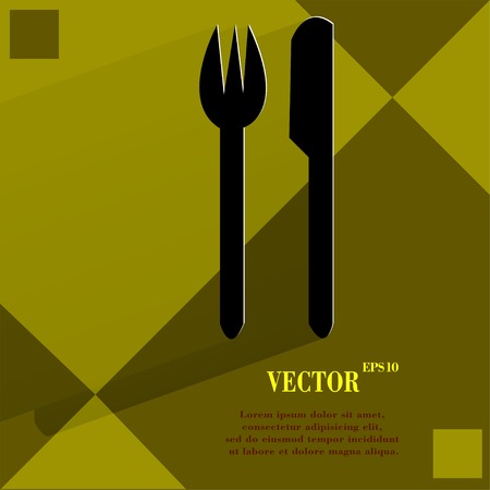 cutlery, knife, fork Flat modern web design on a flat geometric abstract background Vector.  のイラスト素材
