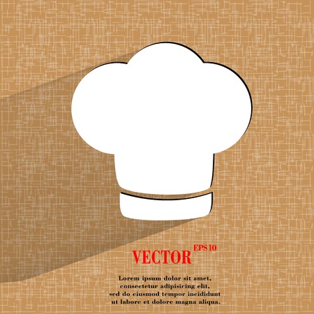 Chef cap. Cooking. Flat modern web button  on a flat geometric abstract background  Vector.  のイラスト素材