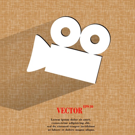 Video-camera. Flat modern web button  on a flat geometric abstract background  Vector.  のイラスト素材