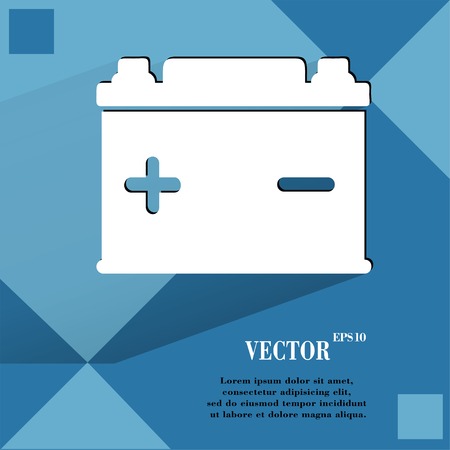 Car battery. Flat modern web button on a flat geometric abstract background. Vector.  のイラスト素材