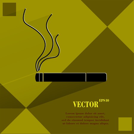 Smoking sign. cigarette. Flat modern web button a flat geometric abstract background  Vector. のイラスト素材