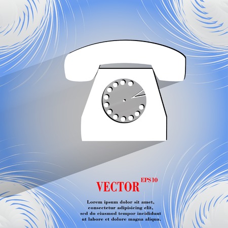 Retro telephone. Flat modern web button on a flat geometric abstract background Vector.  のイラスト素材