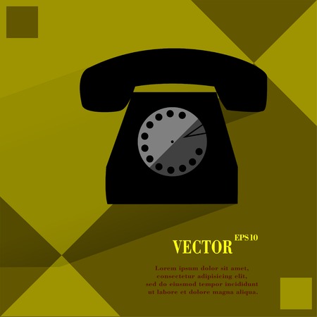 Retro telephone. Flat modern web button on a flat geometric abstract background Vector.  のイラスト素材