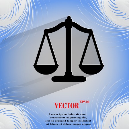 Scales balance. Flat modern web button on a flat geometric abstract background  Vector.  のイラスト素材