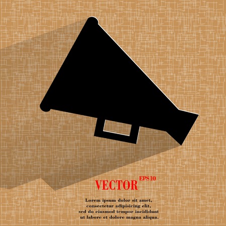 Megaphone, Loud-hailer icon. on a flat geometric abstract background  VECTOR.  のイラスト素材