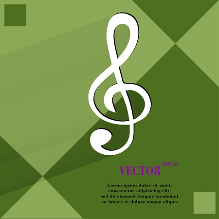 Music elements notes web icon  on a flat geometric abstract background   のイラスト素材