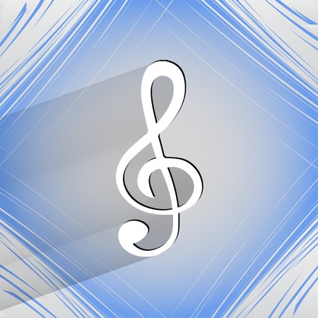 Music elements notes web icon  on a flat geometric abstract background   のイラスト素材