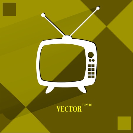 Retro tv. Flat modern web button   on a flat geometric abstract background  Vector.  のイラスト素材