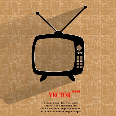 Retro tv. Flat modern web button   on a flat geometric abstract background  Vector.  のイラスト素材