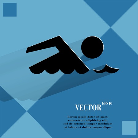 SWIMMER, pool Flat modern web design on a flat geometric abstract background. Vector.  のイラスト素材