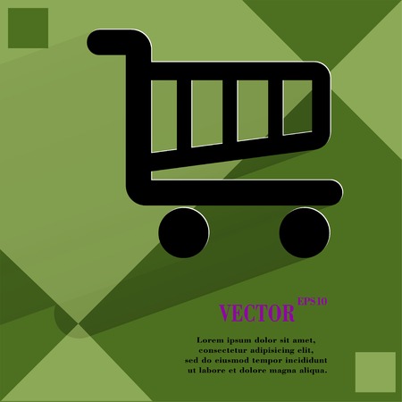 Shopping basket. Flat modern web design on a flat geometric abstract background Vector.  のイラスト素材