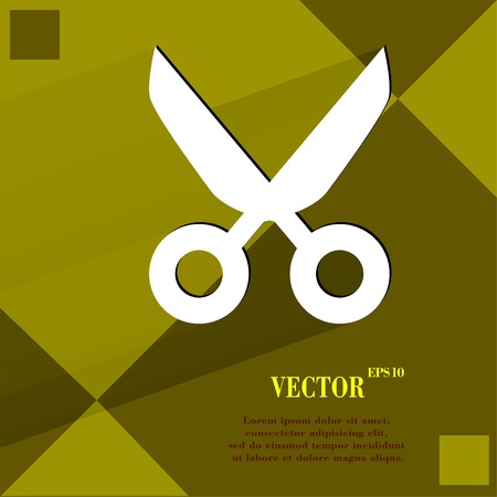 Scissors. Flat modern web design on a flat geometric abstract background Vector.  のイラスト素材