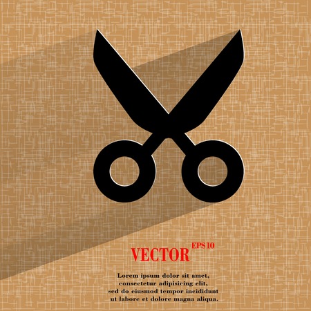 Scissors. Flat modern web design on a flat geometric abstract background Vector.  のイラスト素材