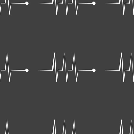 heart rhythm web icon.  flat design. Seamless gray pattern.のイラスト素材