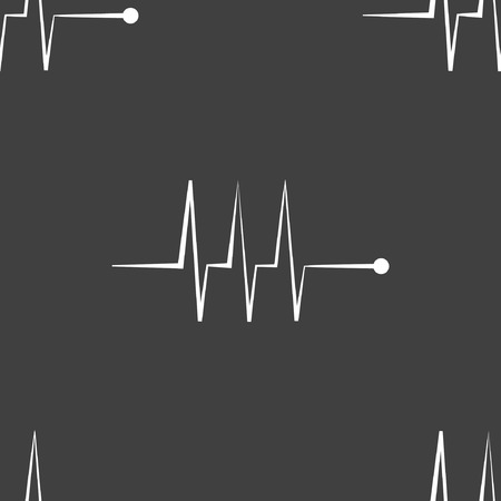 heart rhythm web icon.  flat design. Seamless gray pattern.のイラスト素材