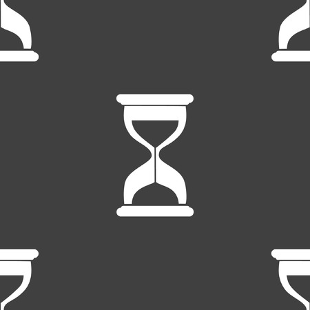 Sand clock Glass timer web icon. flat design. Seamless gray pattern. のイラスト素材