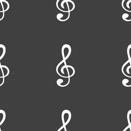 Music elements notes web icon.  flat design. Seamless gray pattern.のイラスト素材