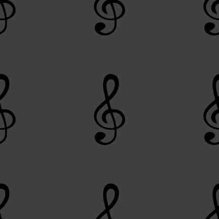 Music elements notes web icon.  flat design. Seamless gray pattern. のイラスト素材