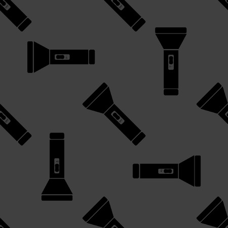 Flashlight web icon. flat design. Seamless gray pattern. のイラスト素材