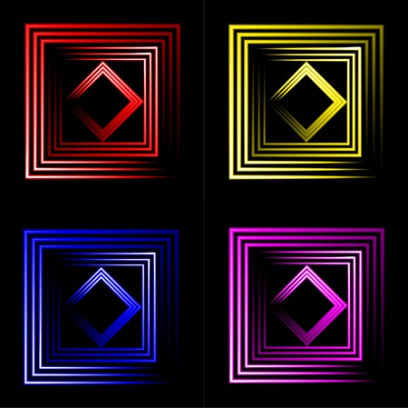 set of multicolored neon square background with place for your textのイラスト素材