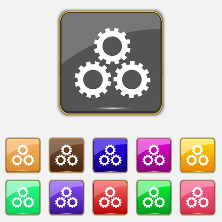 Cog settings sign icon. Cogwheel gear mechanism symbol. Set buttons. のイラスト素材
