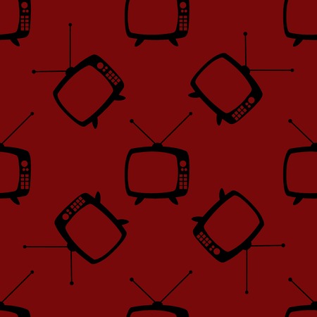 Retro tv web icon. flat design. Seamless gray pattern.の写真素材