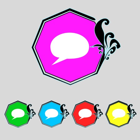 Speech bubble icons. Think cloud symbols. Set colourful buttons. Vector illustrationのイラスト素材