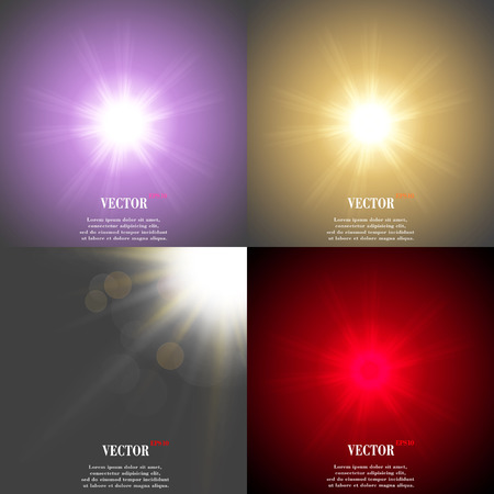 Abstract blurry background with overlying semi transparent circles, light effects and sun burst. Vector illustrationのイラスト素材
