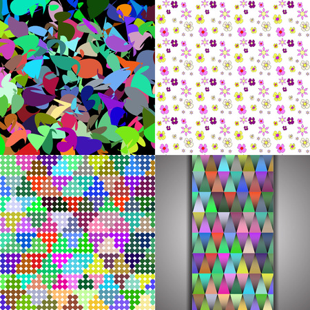 Set of texture of many small brightly colored figures. Vector illustrationのイラスト素材