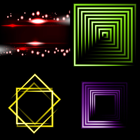 Set of Beautifully glowing neon abstract background with space for text. Vector illustrationのイラスト素材