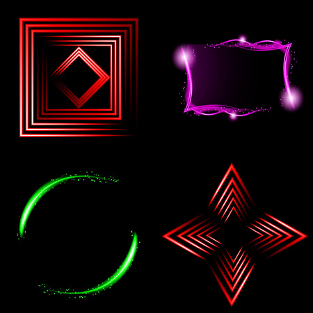 Set of Beautifully glowing neon abstract background with space for text. Vector illustrationのイラスト素材