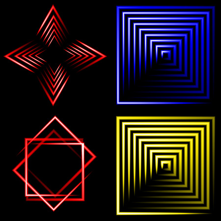 Set  of colorful  abstract background with blurred magic neon light curved lines. Vector illustrationのイラスト素材