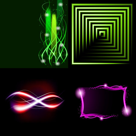 Set of Blurry abstract lines. Light effect. Sparkle background. Vector illustrationのイラスト素材