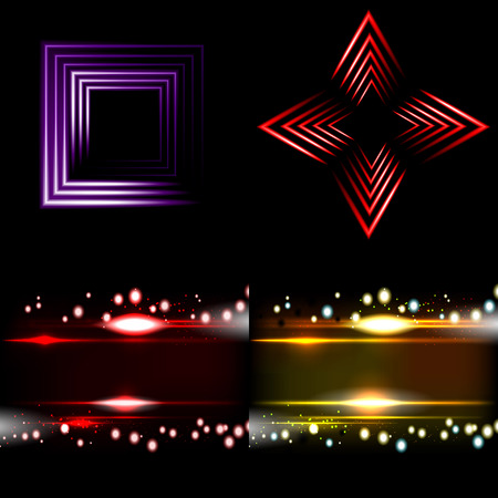 Set of Blurry abstract lines. Light effect. Sparkle background. Vector illustrationのイラスト素材