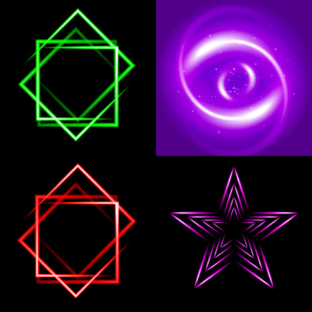 Set of Blurry abstract lines. Light effect. Sparkle background. Vector illustrationのイラスト素材