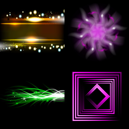 Set of Blurry abstract lines. Light effect. Sparkle background. Vector illustrationのイラスト素材