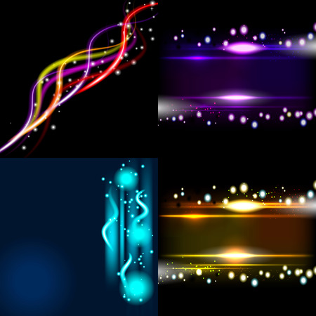 Set of Blurry abstract lines. Light effect. Sparkle background. Vector illustrationのイラスト素材
