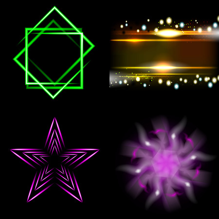 Set of Blurry abstract lines. Light effect. Sparkle background. Vector illustrationのイラスト素材