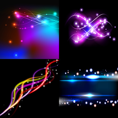 Set of Blurry abstract lines. Light effect. Sparkle background. Vector illustrationのイラスト素材