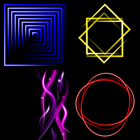 Set of Beautifully glowing neon abstract background with space for text. Vector illustrationのイラスト素材